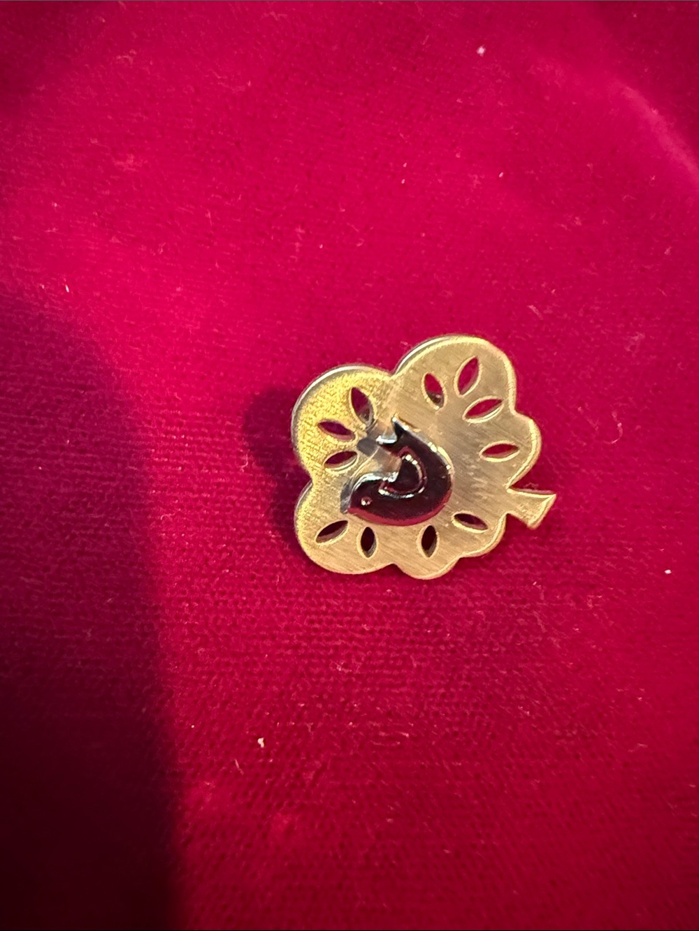 Gold-Tone Flower Pin Brooch with Silver Accent